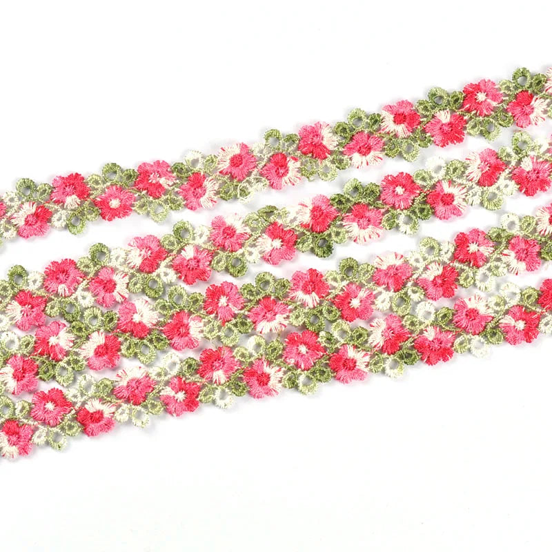 1yard 20mm Colorful Flower Lace Trim Ribbons Gift Wrapping DIY Clothing Sewing Accessories Wedding Party Decor Handmade Crafts Qme 5 1 yard a lot