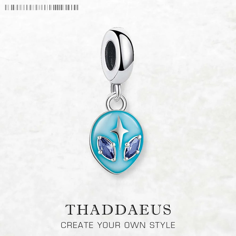 Alien Head Dangle Charm Pendant Europe Style Fine Jewelry Women Men Trendy Gift In 925 Sterling Silver Qme Ring Clasp 4