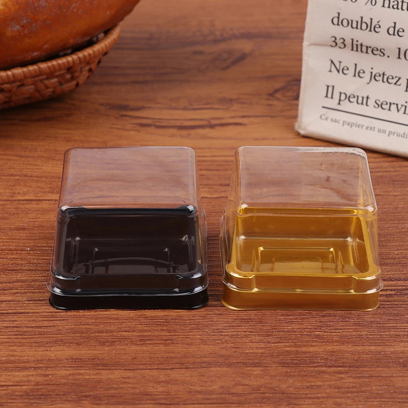 50Pcs Dessert Egg-Yolk-Puff BoxTransparent Square Plastic Muffin Packaging Boxes Moon Cake Container Baking Food Packing Qme