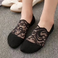 New Women Socks Slippers Non-slip Breathable Cute Lace Invisible Socks Sexy Non-slip Cool Thin Socks Fashion Black Boat Socks Qme black size eur 34-42