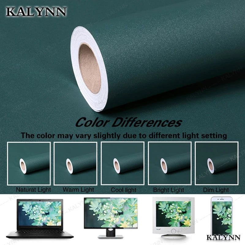 PVC Waterproof Vinyl Wall Contact Paper Dark Green Self-adhesive Qme