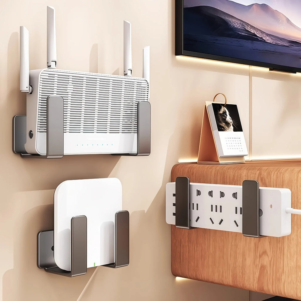 Stainless Steel Router Wall Mount Brackets, No Drill Holder for TV Box & Devices Qme