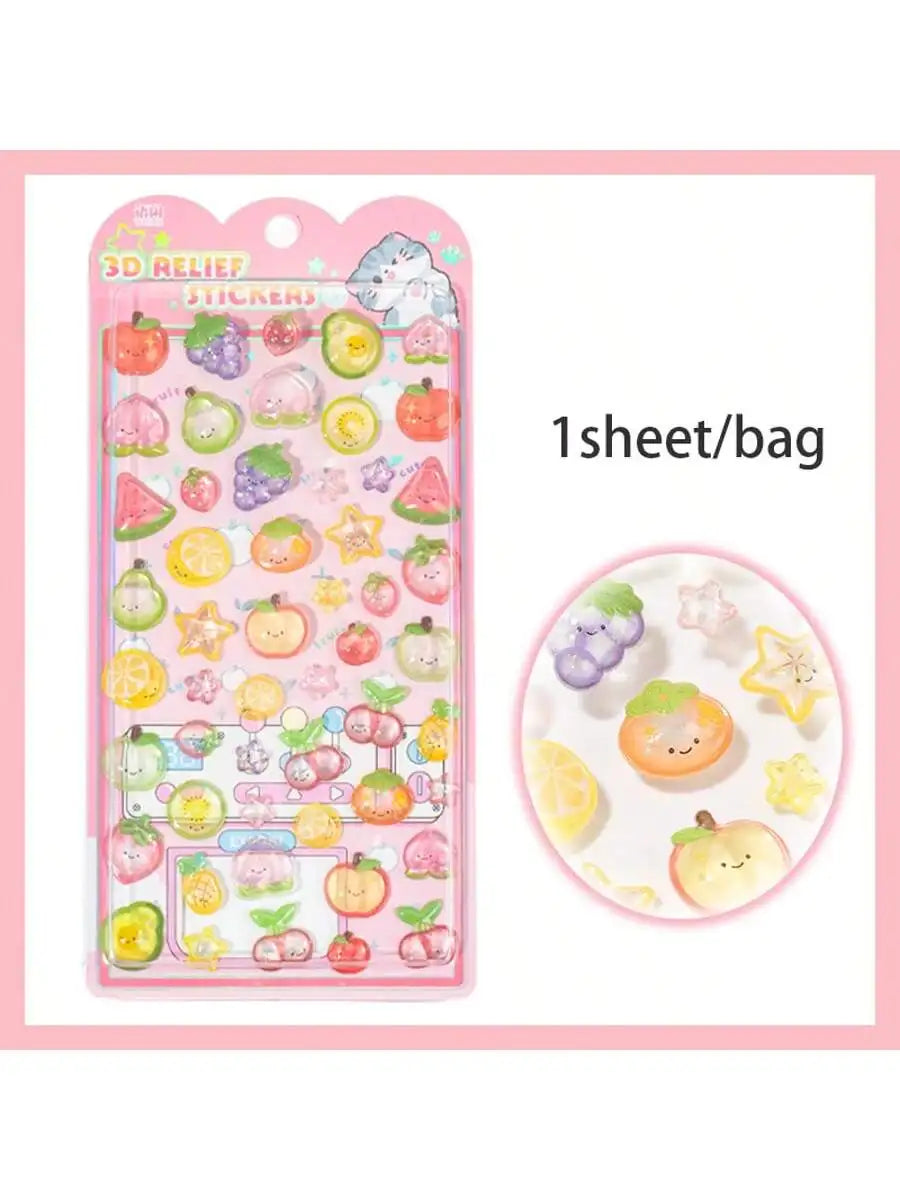 1 Sheet 3D Puffy Jelly Candy Stickers Wobble Sensory Game for DIY Crafts Scrapbooking Journal Laptop Decoration Qme 6-6
