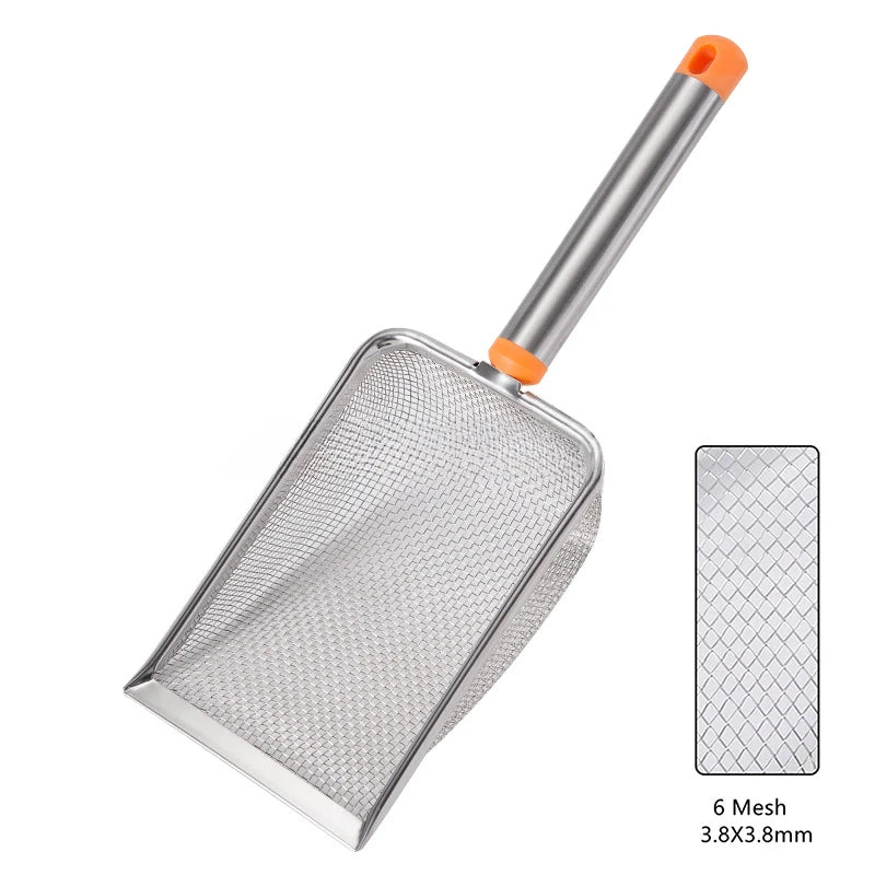 High-efficiency Cat Litter Scoop Fine Mesh Stainless Steel Non-stick Qme 3.8X3.8mm Orange