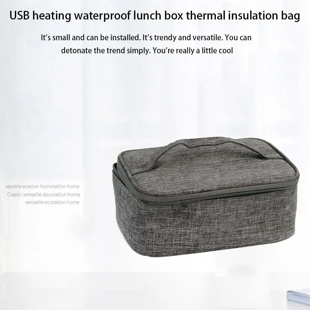 USB Heating Lunch Box Bag Electric Lunch Bag Oxford Cloth Electric Food Heater Waterproof Large Capacity for School Picnic Qme