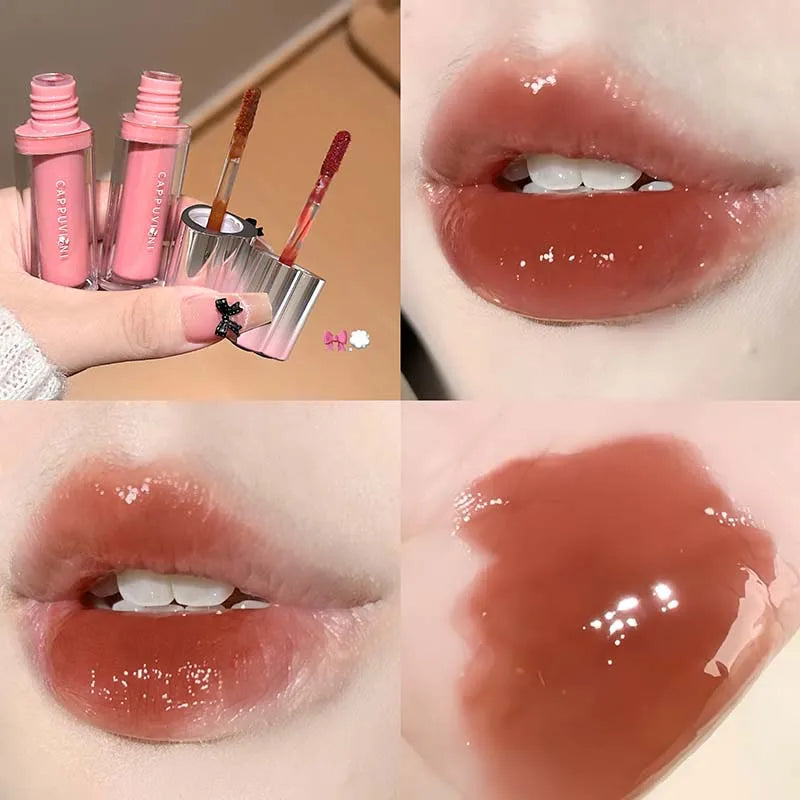 Strawberry Lip Gloss Glass Mirror Shine Lip Tint Hydrating Long Lasting Lip Makeup Non-Sticky Water Glossy Liquid Lipsticks Qme 05