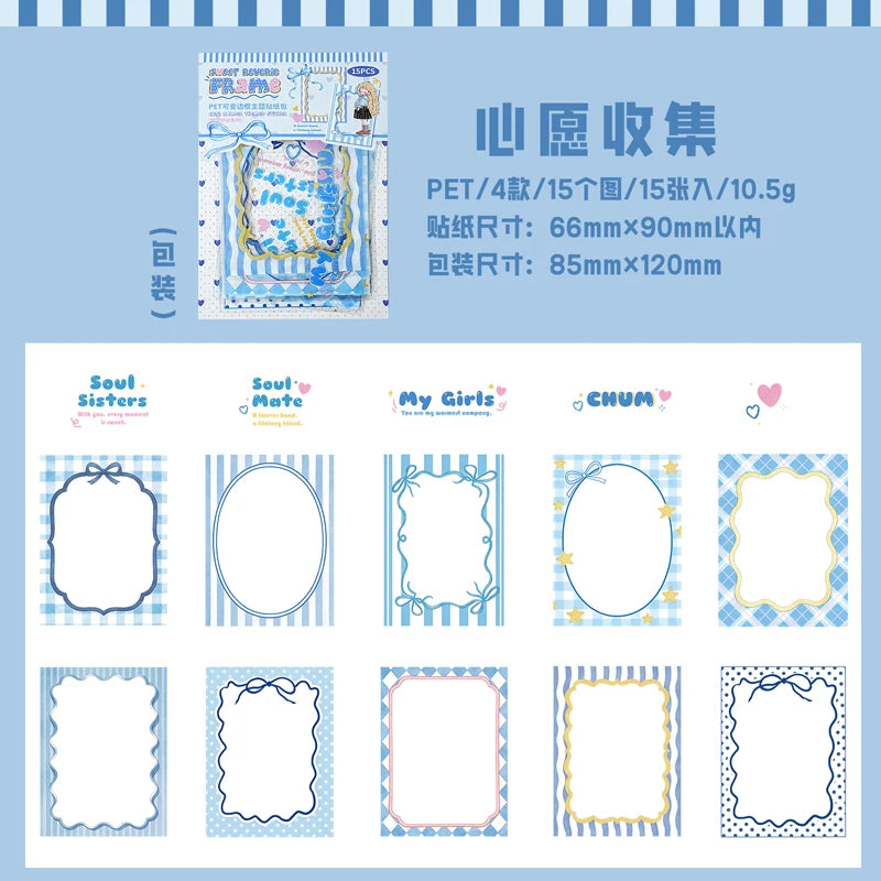 15/60 Sheets Japanese Kawaii Girl Stickers Pack DIY Aesthetic Decorative for Scrapbooking Mobile Phone Case Tablet Stationery Qme C3