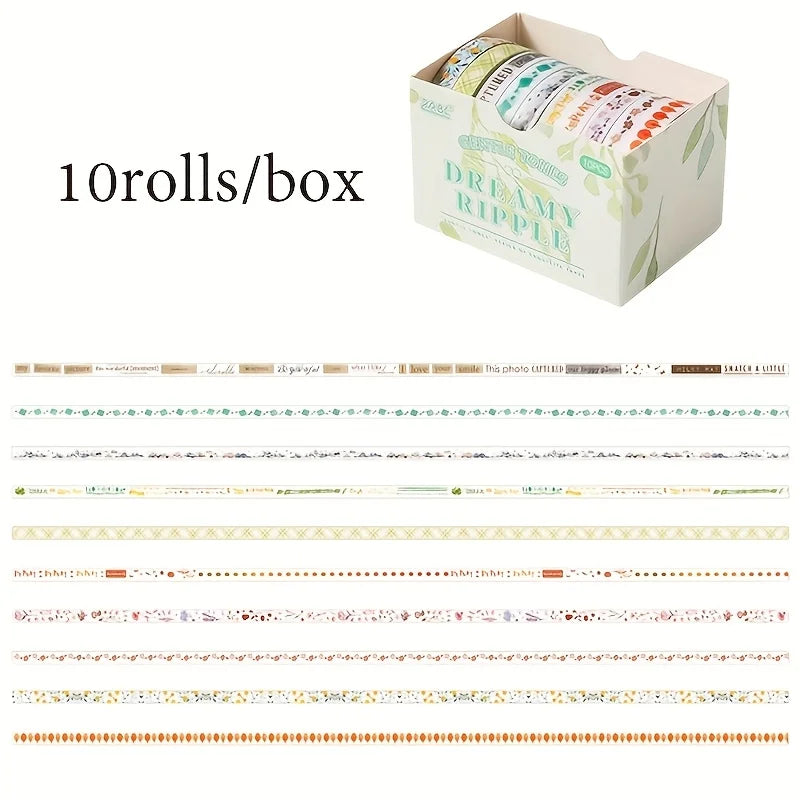 10 Roll/Box Tape Gentle Color Series Tape Cutting Pasting Thin Stickers Album Diary Decoration Phone Case Cup Diary Decoration Qme 2
