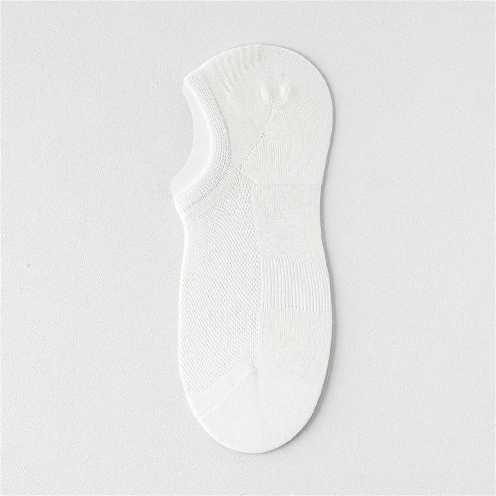 Men's Thin Mesh Boat Socks Non-slip Cotton sweat-absorbent and Odor-resistant Casual Low Cut Socke Sports Breathable Socks Qme 1pc White One Size