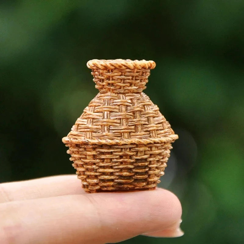 Miniature Woven Basket Model House Accessories Willow Crafts Furniture Qme