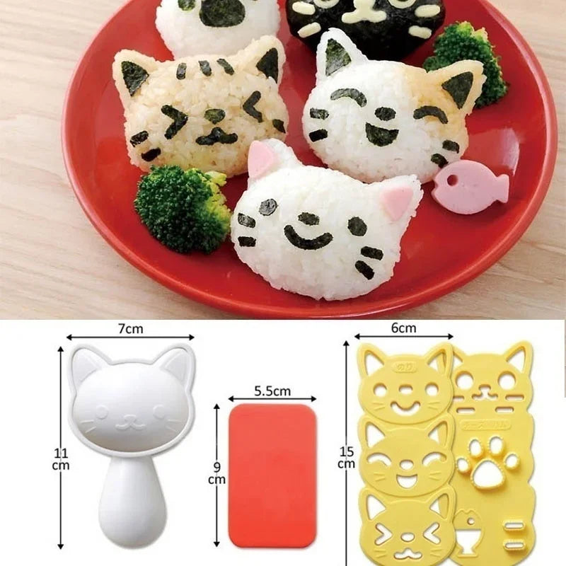 Silicone Rice Ball Mold Cute Cat Bunny Bento Maker Japanese Sushi Nori Rice Mold DIY Kitchen Cooking Tools Gadget Set Qme