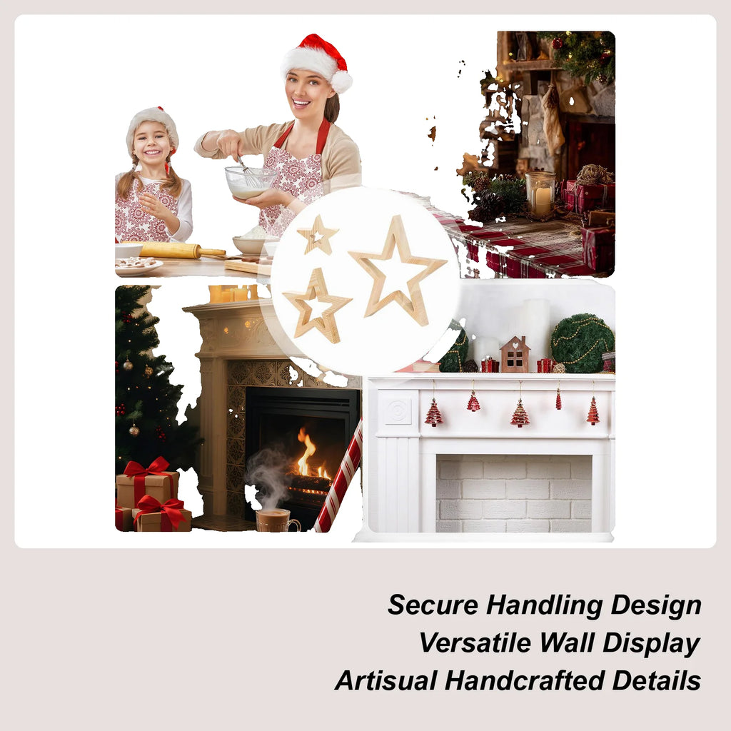 Christmas Star Table Decor 3 Holiday Farmhouse Decoration Wooden Qme