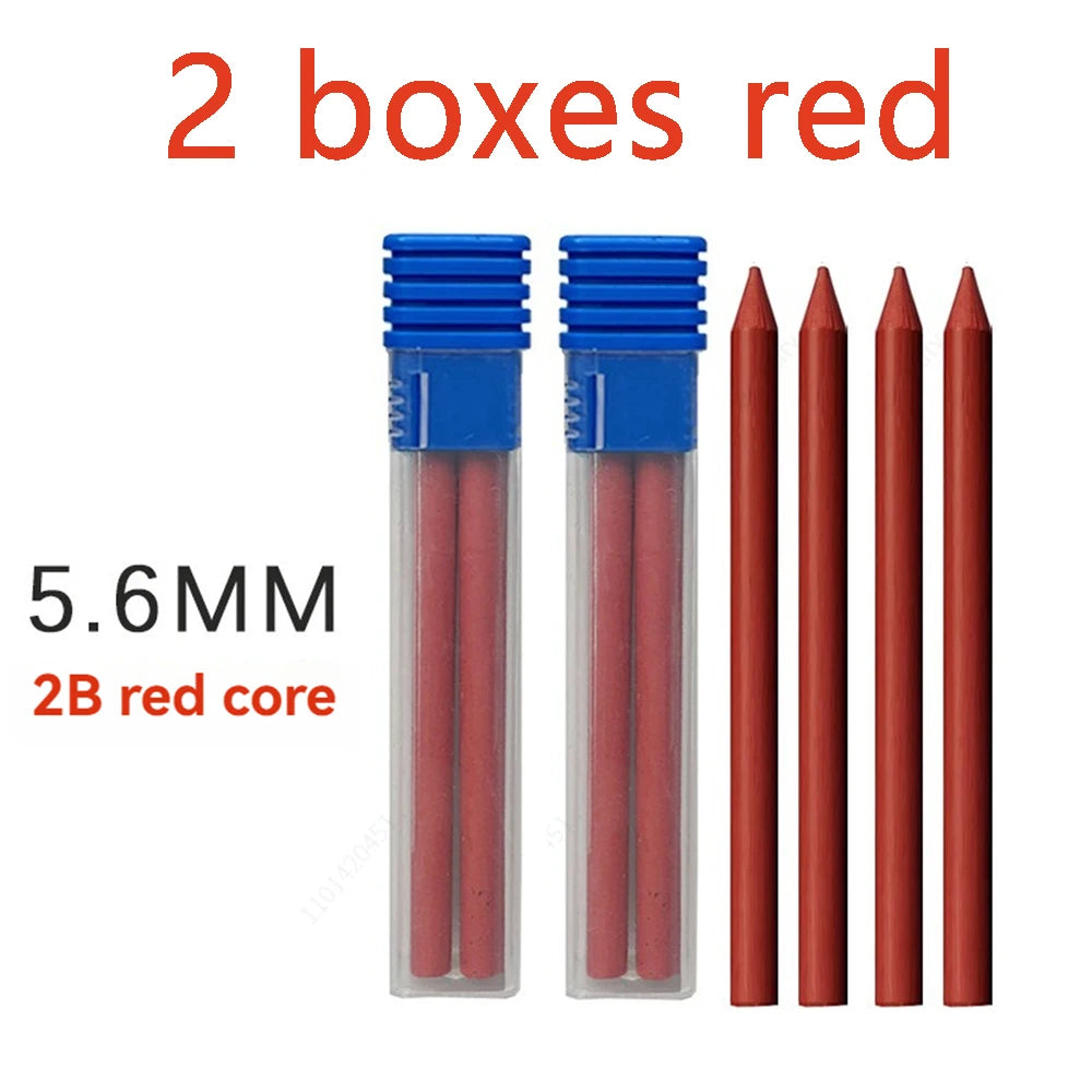 4Pcs/Box 5.6mm 2B/4B/6B/8B Solid Mechanical Pencil Replaceable Lead, Mechanical Pencil Lead Marking Architectural Accessory Qme 2 box red