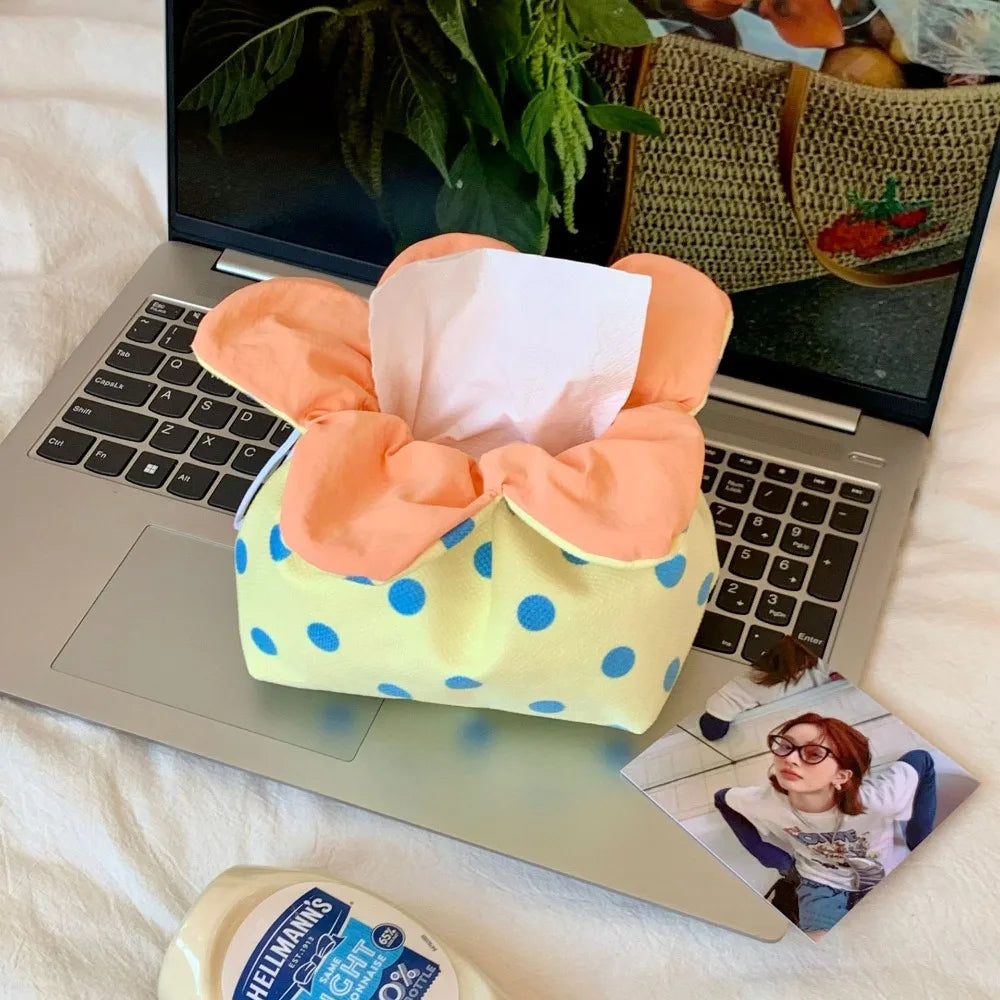 Elegant Creative Flower Shape Tissue Box Holder Stylish Desktop Qme