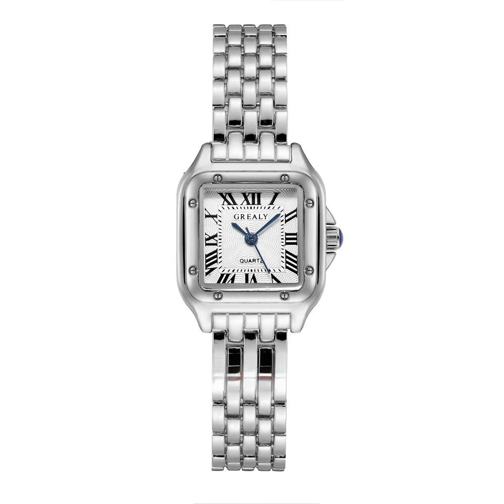 2023 Luxury Women's Fashion Square Watches Gold Alloy Strap Ladies Quartz Wristwatches Qualities Female Roman Scale Clock Qme