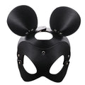 Bunny Mask Cosplay Punk Spiked Leather Cat Mouse Headgear Masquerade Dance Party Pvc Half Face Helmet Halloween Accessory Prop Qme Cat CN