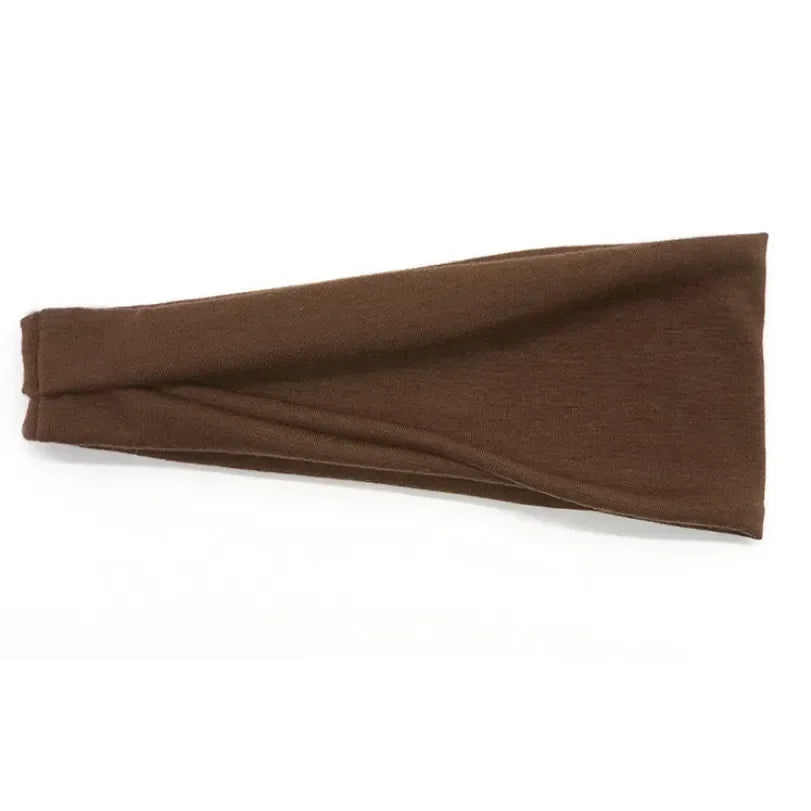 Women Headband Twist Cotton Sport Wide Turban Twisted Knotted Qme Coffee 10cm-22cm
