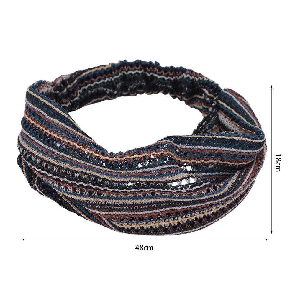 Retro Pearl Women Head Wraps Multicolor Wide-brimmed Turban Headband Qme
