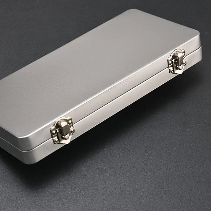 Durable Flip Rectangular Organizer Classic Metal Storage Box Lid Qme