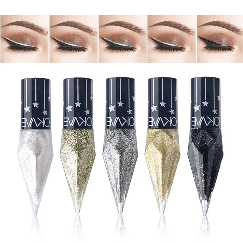 New 5pcs Five-Colors Diamond Glitter Liquid Eyeliner Durable Waterproof Easy to Wear Shimmer Eye Pencil Makeup Beauty Cosmetics Qme