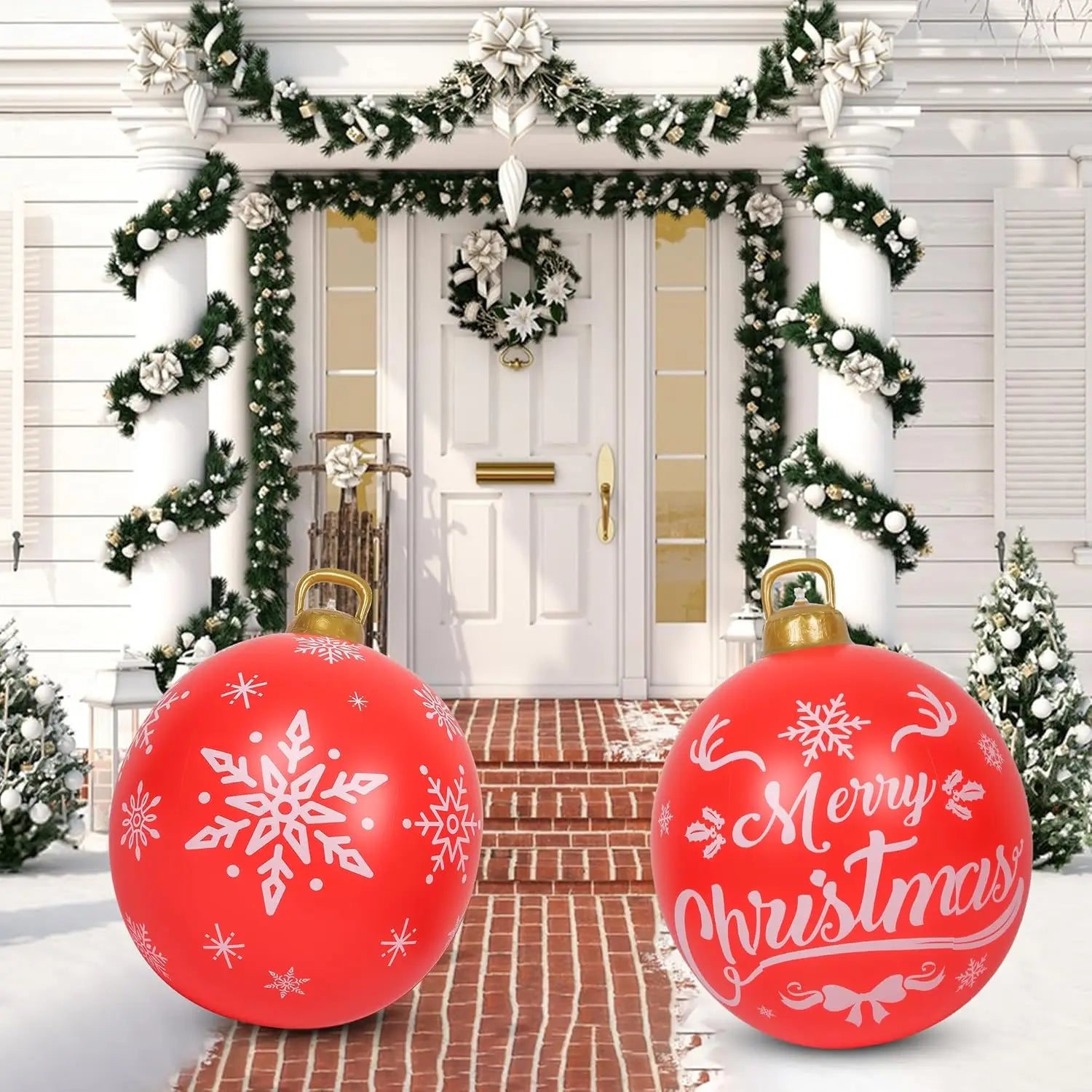 60CM inflatable Christmas ball Giant Christmas ball Indoor porch garden tree decoration inflatable toy Christmas supplies Qme AB 60cm