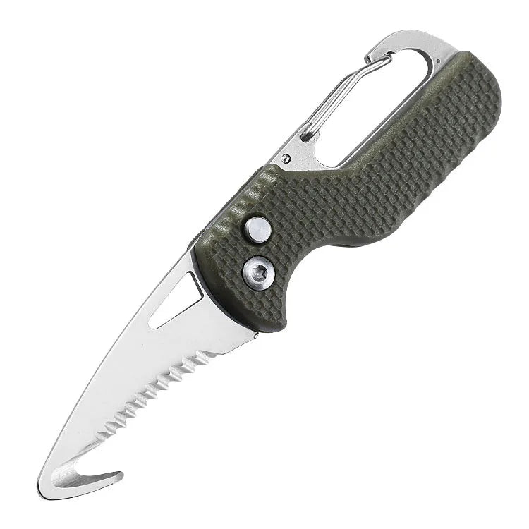 Portable Folding Knife Express Parcel Stainless Serrated Hook Cutter Qme ArmyGreen