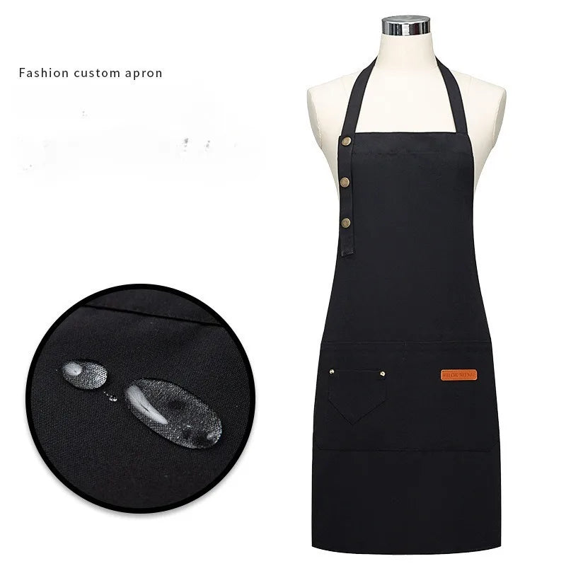 Waterproof Kitchen Apron Perfessional Kitchen Apron Restaurant Shop Waiter Work Uniform Women/Men with Pockets Cleaning Pinafore Qme