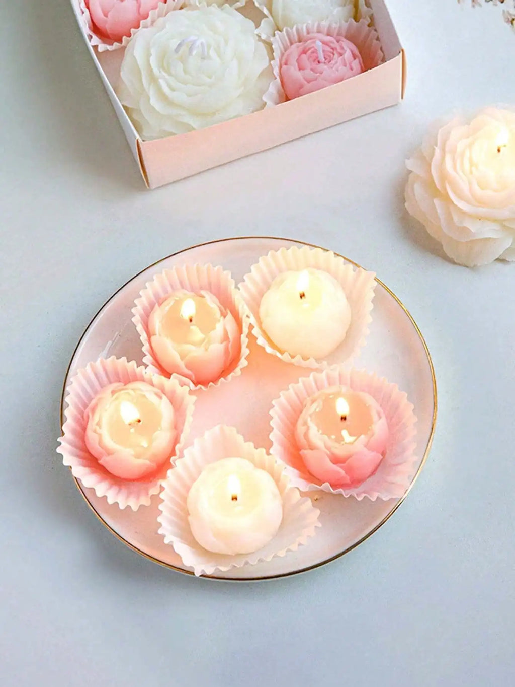 Hand Made Rose Fragrance Scented Candles Bouquet Home Decoration Qme