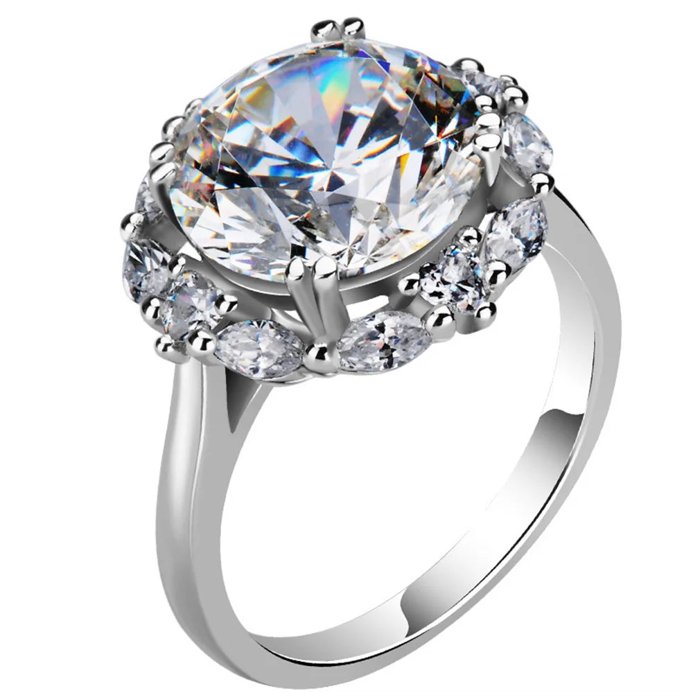 Popular Queen Big 5-carat Imitation Moissanite High Carbon Zircon Ring Adjustable Proposal Wedding Party Jewelry Give Gift box Qme