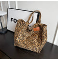 Large Capacity Leopard Print Fashion Shoulder Bag Women Simple Qme Khaki