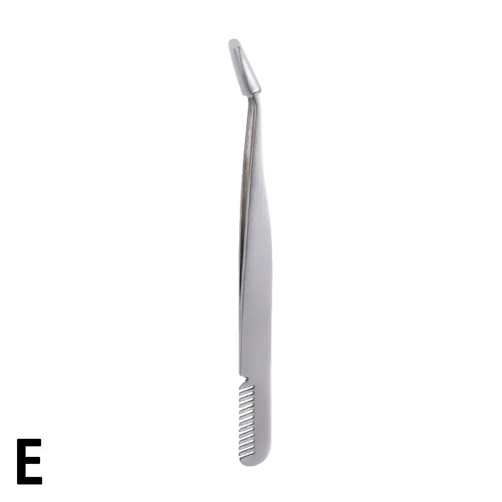 Eyelash Tweezers Steel Eyelash Extension Tweezer with Comb False Lash Application Tool for Girls Women Beginner Makeup Qme silver China