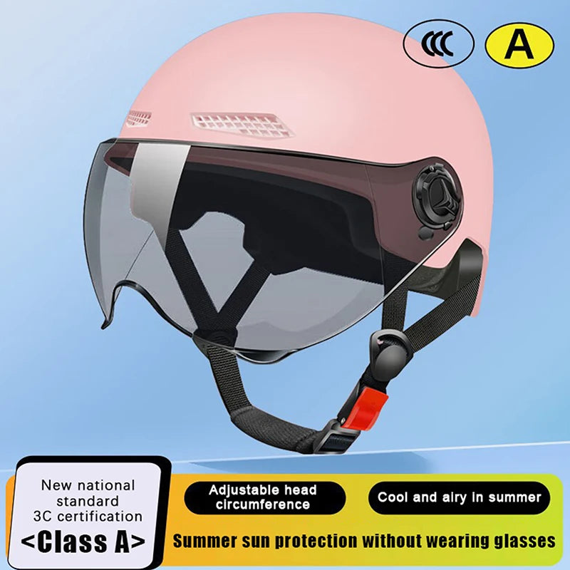 3C Certified Men's Women's Adult Cartoon Electric Bicycle Motorcycle Qme Pink A Sunscreen