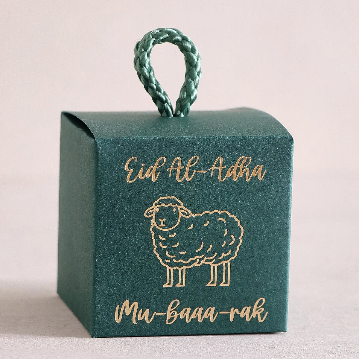 5-Piece Eid Gift Box Set - Decorated with a Golden Sheep Pattern, Perfect for Holding Candies, Chocolates, and Small Gifts It Is a Celebration of the Eid Al-Adha. Qme 5Pcs-Gr Green Other Other