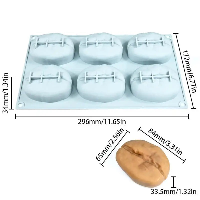 6-Cell Silicone Chocolate Mold Pistachios Pecan Coffee Bean Design Qme A4