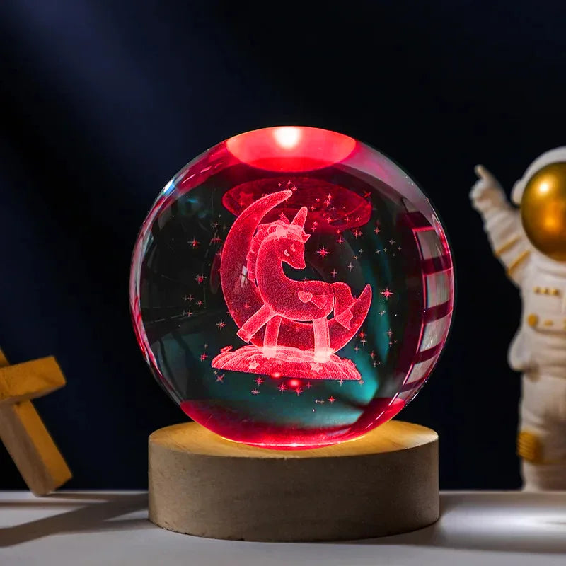 3D Colored Luminous Crystal Ball Astronomy Galaxy Crystal Sphere Beside Lamp Solar System Glassic Snow Globe Desktop Decorations Qme Unicorn