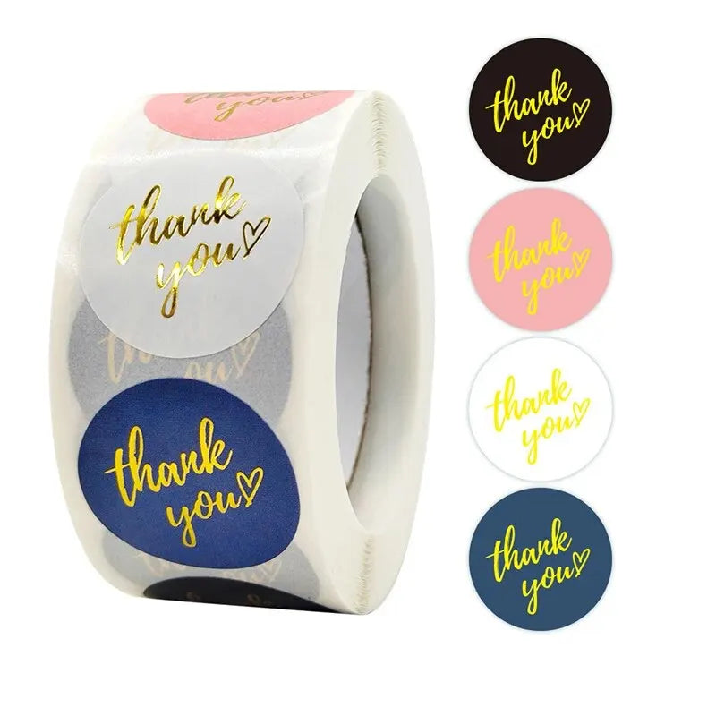 500Pcs 1inch Thank You Stickers For Envelope Sealing Labels Stationery Supplies Handmade Wedding Gift Decoration Sticker New Qme