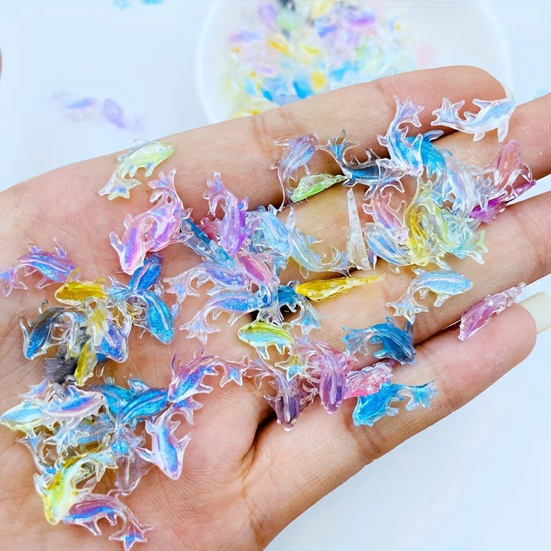 100Pcs/300pcs Mini Goldfish Resin Statue - Color Mixed, Nail Art Accessories, Perfect Jewelry and Accessories DIY Nail Art Acces Qme