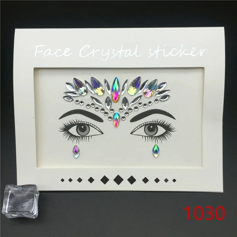 Face Gems Rhinestone Temporary Tattoo Jewels Festival Party Body Eyes Glitter Stickers Flash Mermaid Temporary Tattoos Sticker Qme 1030