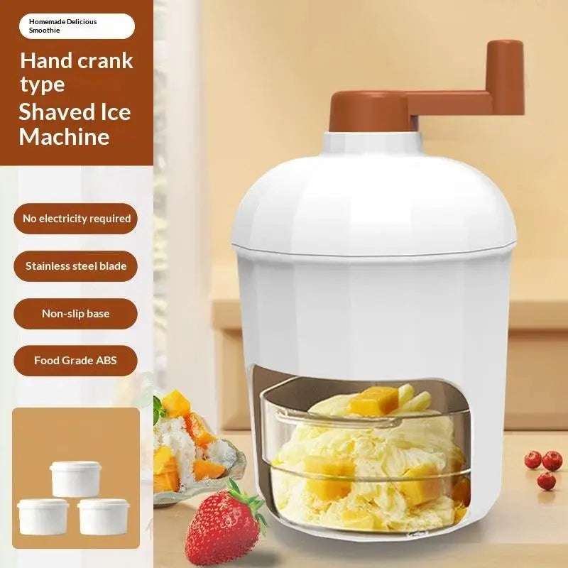 Shaved Ice Machine Small Manual Ice Crusher Home Hand-cranked Machine Making Smoothie Machine Practical Portable Ice Cream Tools Qme A3