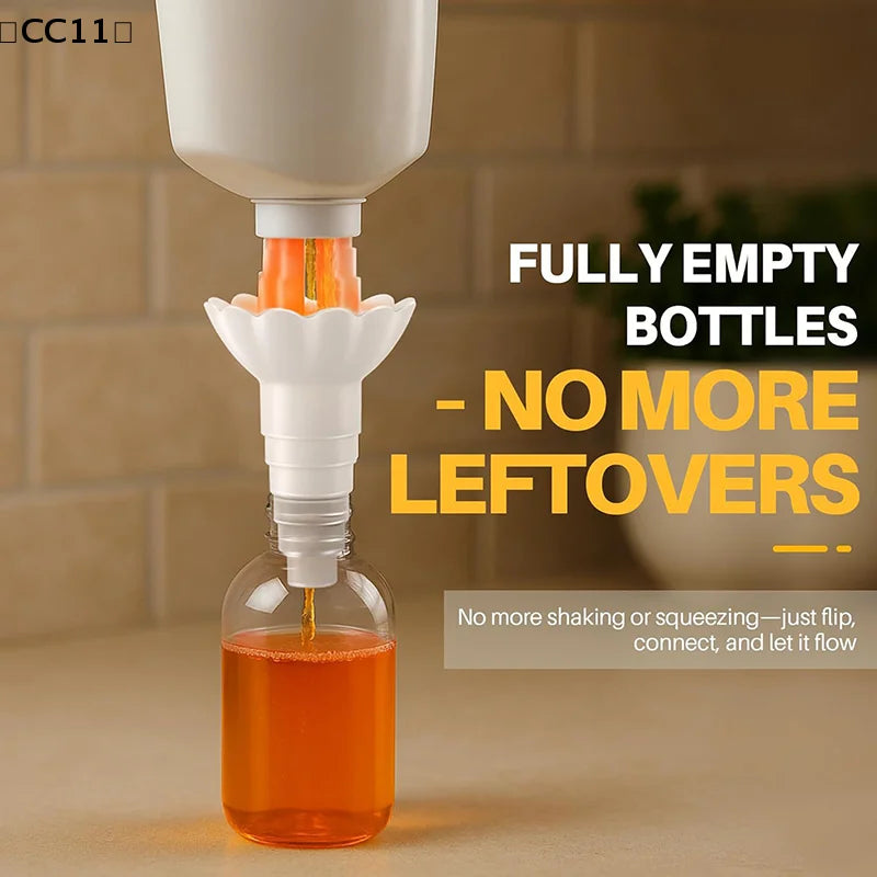 Bottle Emptying Reusable Liquid Transfer Connector No Waste Funnel Qme