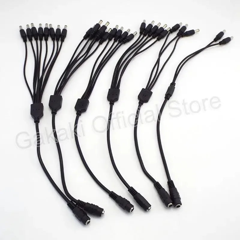 4PCS 5.5x2.1mm DC 1 to 2 Splitter Cable 5521 Y-shaped 3-way Female to Male 1 to 3/4/5/6/7 Adapter Qme