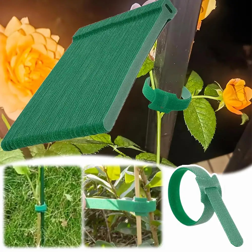 Garden Green Cable Ties Adjustable Nylon Plant Straps Featuring Hook Qme