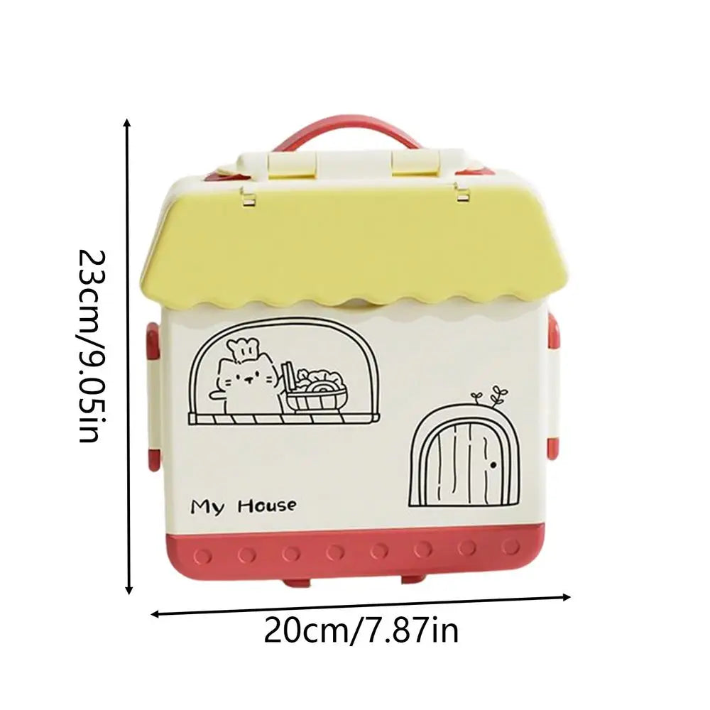 Lunch Box Kids Food Storage Bin 4 Compartments Spoon Fork School Qme Yellow China Mainland