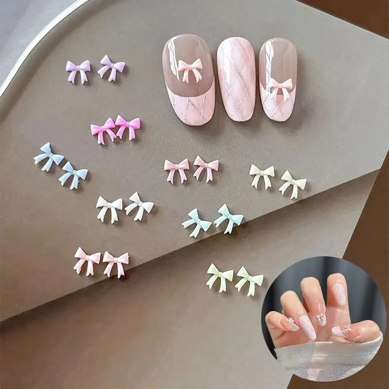 Mixed Mini Bow Nail Art Charms 3D Bowknot Tie Parts Decoration Ribbon Qme