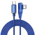 120W 6A USB C to Type C Fast Charging Cable 90 Degree Elbow USB Quick Charge 3.0 Data Line For iPhone 16 Xiaomi Oneplus Huawei Qme blue 2m