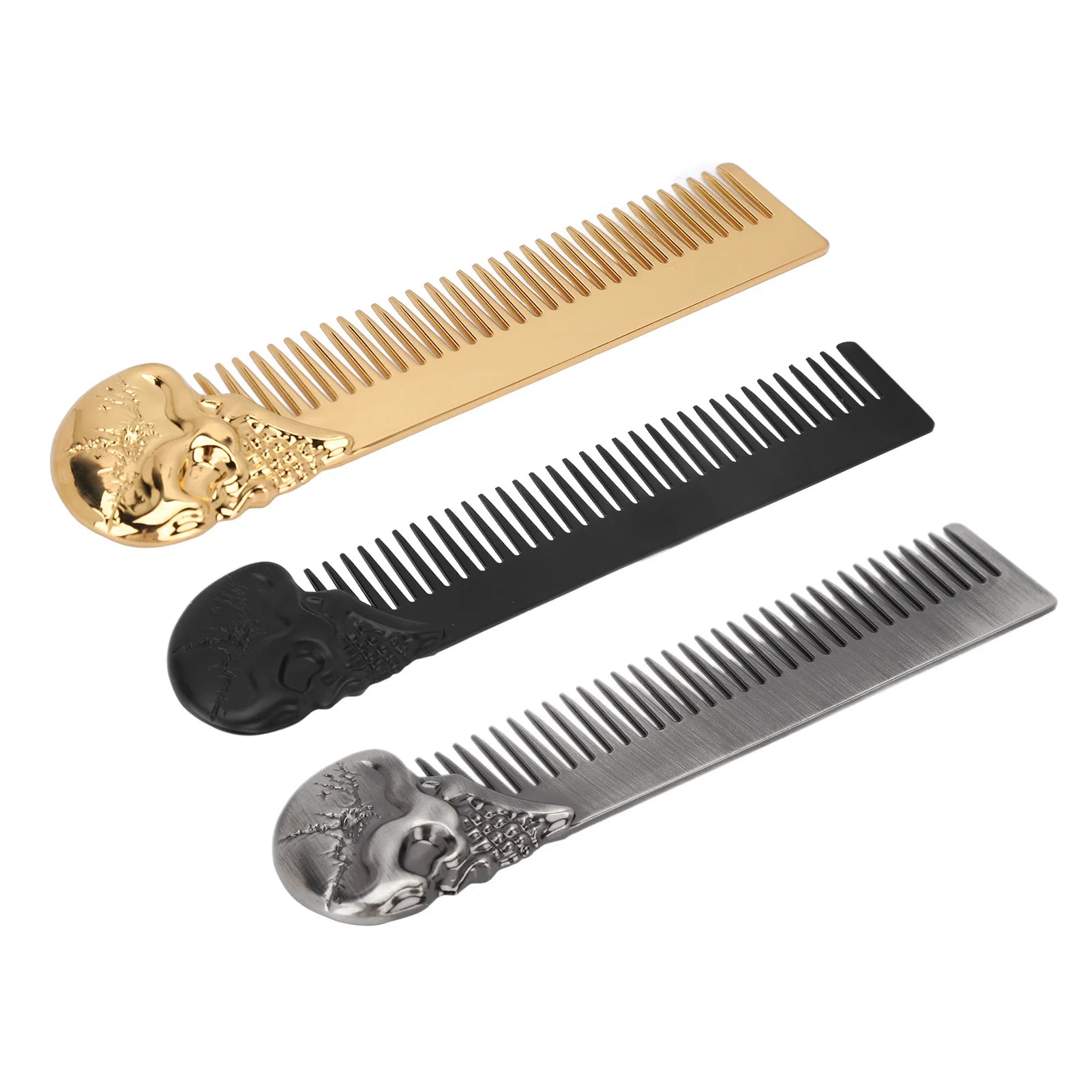 Hair Combs Beard Comb Beard Comb Zinc Alloy Skull Pattern Hair Styling Mustache Shaping Oil Hair Comb Comb Qme