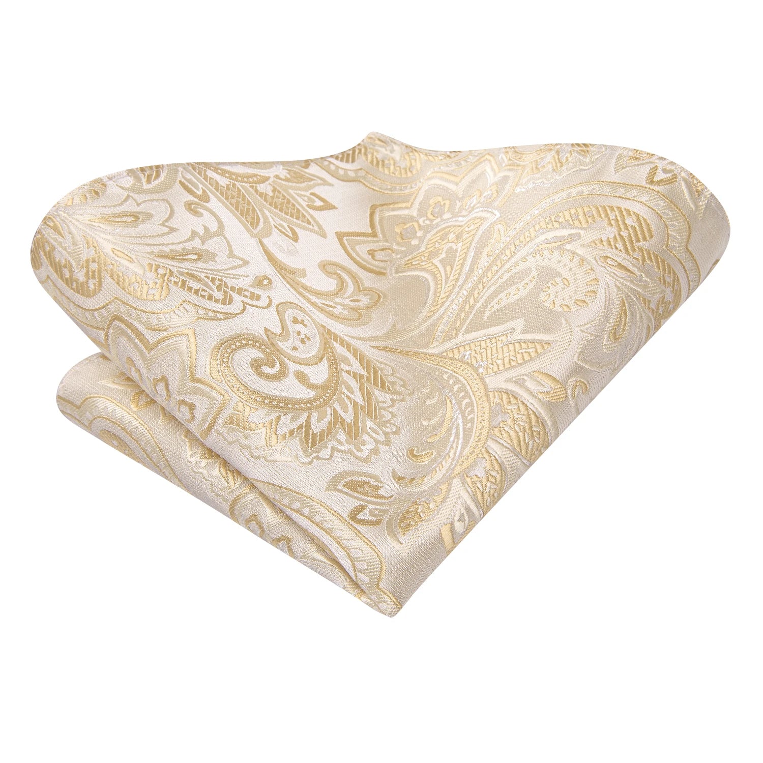 Hi-tie Floral Champagne Ivory Mens Elegant Necktie Handkerchief Qme