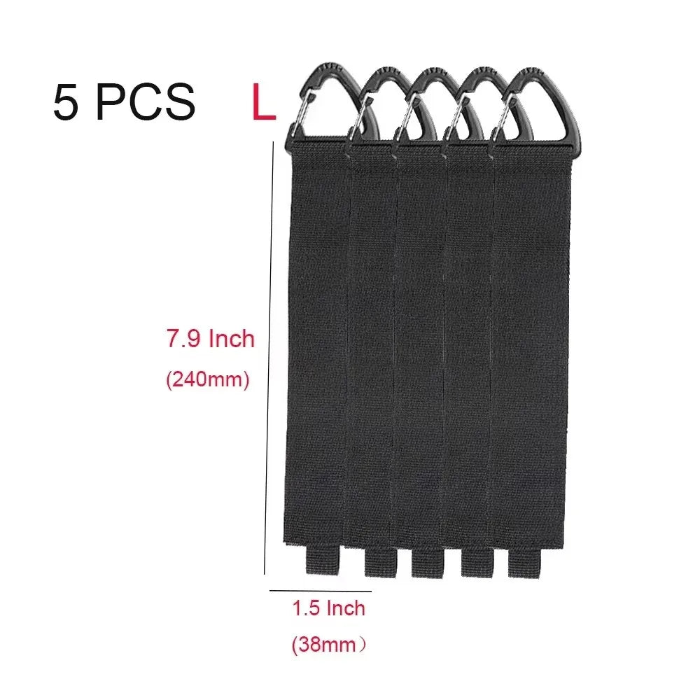 Cord Organizer Holder with Triangle Buckle Wire Manager Power Cord Management Nylon Heavy Cord Storage Straps for Cables Hoses Qme 5pcs-L