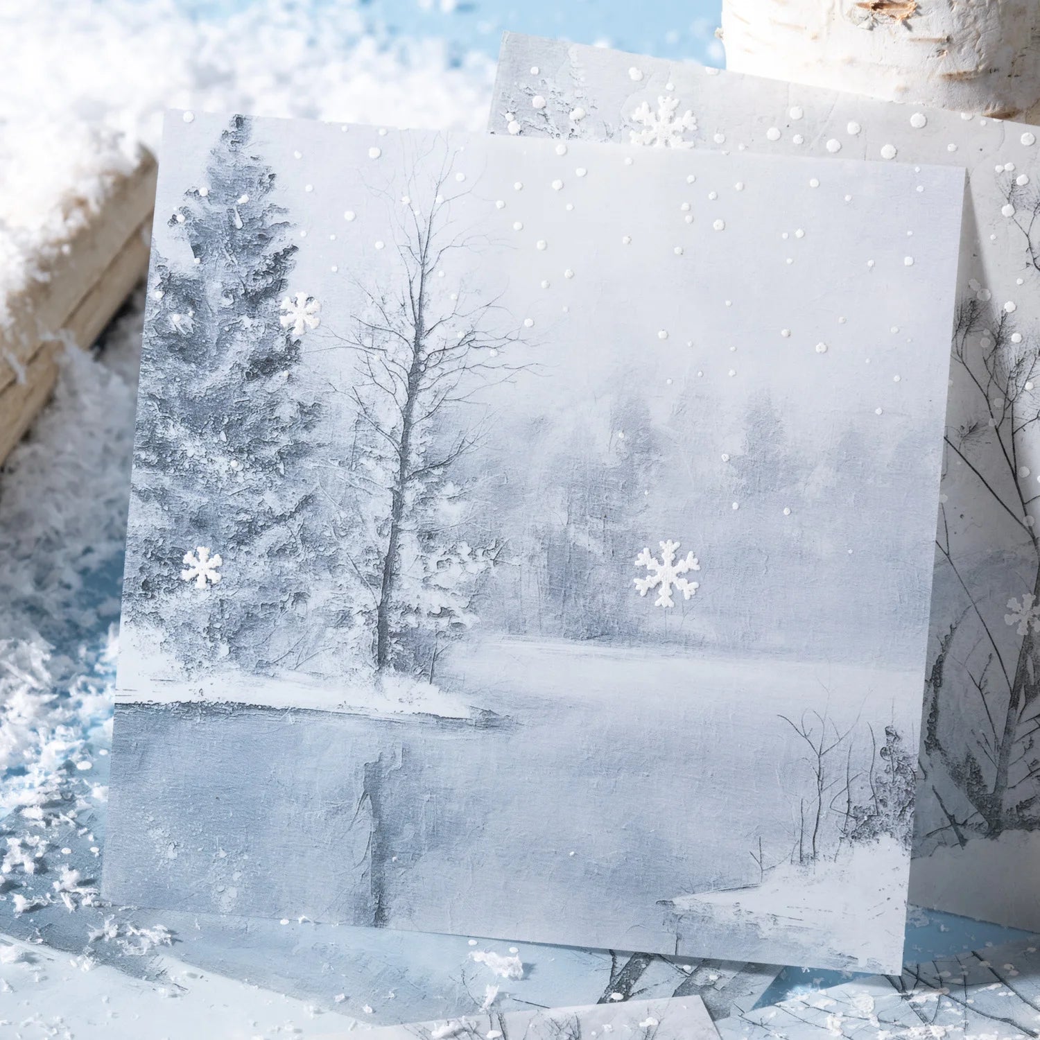 10 Sheets/Bag Winter Snowflake Theme Realistic Snow Particle 3D Sticker Pack for DIY Scrapbook Phone Case Notebook Background Qme