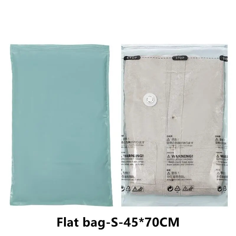 Extra Large No-Pump Vacuum Storage Compression Bags, Practical Space Saver to Store Clothes, Blankets and Bedroom Bedding Neatly Qme flat Vacuum Bag S